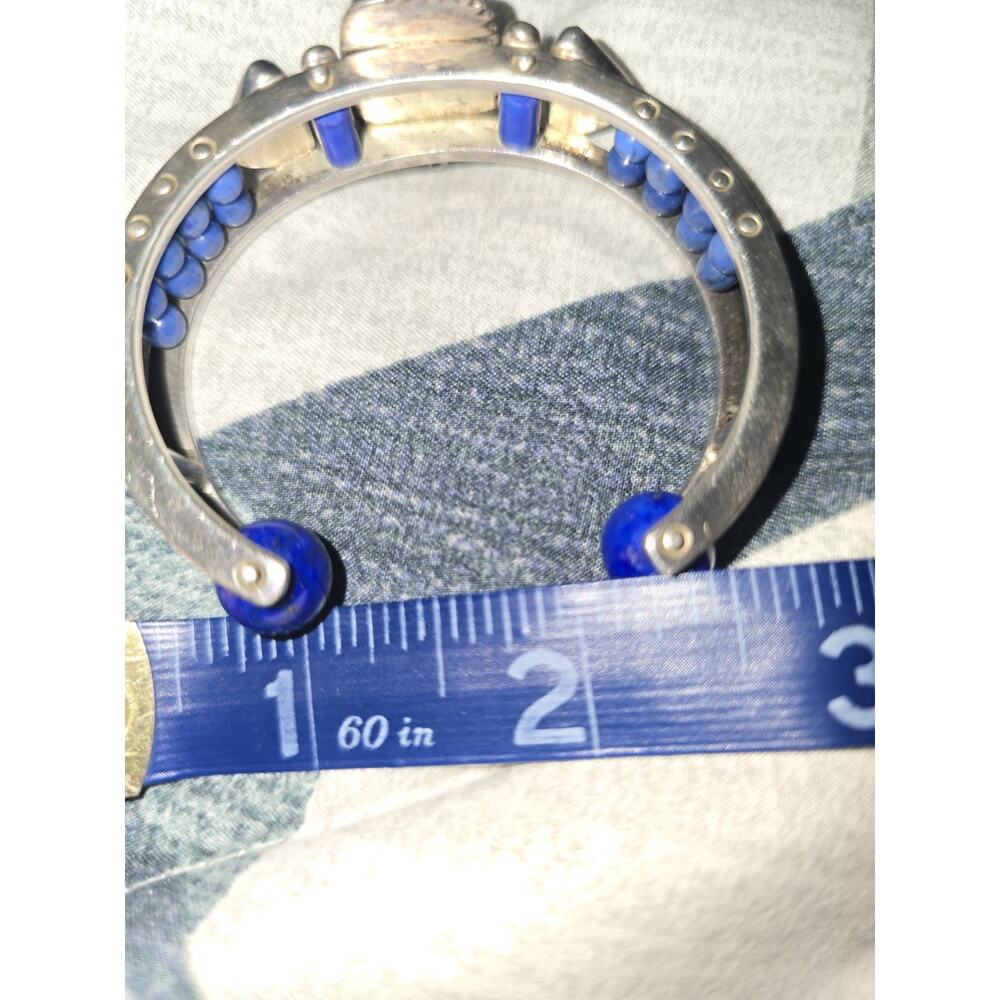 Michael Boyd Artisan Mosaic Cuff Bracelet 18K 22K Gold Sterling Lapis Chrysopras - Picture 8 of 8